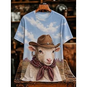 T-shirt western bohème pour femme, imprimé animal chat vintage, élégant et classique, manches courtes, col rond, coupe droite, décontracté, quotidien, week-end