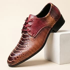 Men's Classic Wedding PU Leather Comfortable Lace-up Wine Summer Spring Fall thumbnail 2