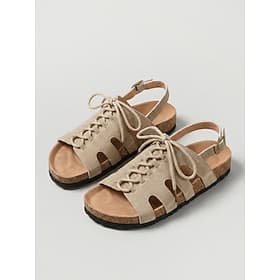 Women's Khaki Lace-Up Footbed Sandals – Adjustable Wide Toe Box Comfort Sandals with Arch Support, Contoured Footbed and Non-Slip Sole for Walking, Travel and