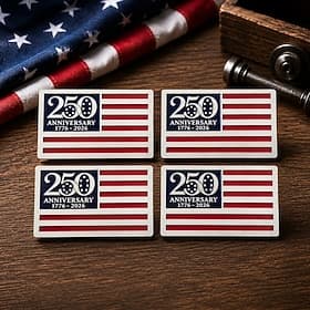 Lot de 4 emblèmes métalliques commémorant le 250e anniversaire du drapeau américain, autocollants patriotiques pour voiture, emblèmes métalliques commémoratifs
