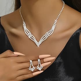 Jewelry Set Three-piece Suit Alloy 1 Necklace 1 Bracelet Women's Fashion Jewelry Set For Party