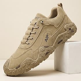 Men's Casual Daily PU Leather Lightweight Comfortable Slip Resistant Lace-up Khaki Black Gray Summer Spring Fall