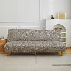 Printed Futon Cover Stretch Sofa Bed Slipcovers S/M/L Size Armless Couch Loveseat Protector Covers with Elastic Bottom for Living Room Bedroom Furniture