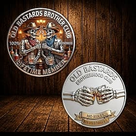 Pièce commémorative de la fraternité des vieux briscards, pièce de collection crâne de squelette de cowboy, pièce commémorative de la fraternité, souvenir d'am