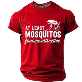 T-shirt graphique pour homme «Au moins les moustiques me trouvent attirant», coupe slim, décontracté, idéal pour l'été et les activités de plein air. Tailles