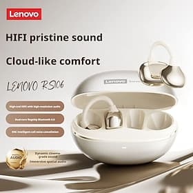 Écouteurs intra-auriculaires sans fil Lenovo RS106, casque Bluetooth offrant un son haute fidélité cristallin, un confort optimal grâce à leurs crochets d'orei