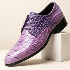 Men's Classic Wedding PU Leather Comfortable Lace-up Dark Purple Summer Spring Fall thumbnail 3
