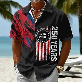 4 juillet 2026, 250e anniversaire Homme Drapeau Américain Chemise Chemise d'été Chemise Boutonnée Manche Courte Patriotique Extérieur Festival Été Printemps Co thumbnail 4
