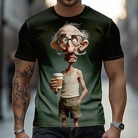 Homme A Ombre Vieil Homme T-shirt Manche Courte T-shirt Impression 3D Col ras du cou Chemise Drôle Occasionnel Quotidien Rue Bleu Vert 1 # Vert Été Printemps V
