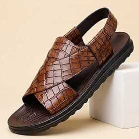 Men's Classic Casual Daily PU Leather Comfortable Breathable Buckle White Black Brown Summer Spring