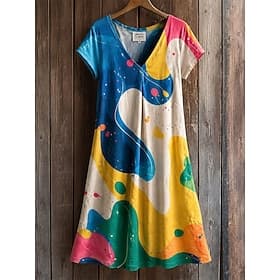 Femmes Robe Longueur Genou Robe fourreau Robe T-Shirt Robe d'été Élégant Bohème Vacances Plage Soirée Fête Coupe régulière Fleuri Graphique Etoile Manche Court