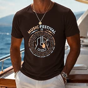 Homme Musique Guitare T-shirt Manche Courte T-shirt Impression 3D Col ras du cou Chemise Rétro Vintage Occasionnel Quotidien Rue Bleu Noir Bleu de minuit Été P