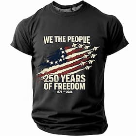 4 juillet 2026, 250e anniversaire Homme Drapeau américain T-shirt Manche Courte T-shirt Impression 3D Col ras du cou Chemise Patriotique Quotidien Festival Ble thumbnail 7