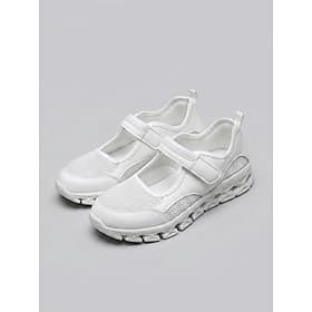 Chaussures de marche blanches pour femmes, confortables et offrant un bon maintien tout au long de la journée – baskets Mary Jane en maille respirante avec fer