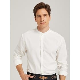 Oktoberfest Shirt Cotton Stand Collar Mandarin Collar Bavarian Alpine Heritage Wiesn Men's Carnival Beer Festival Traditional Style Cloth