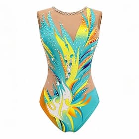 justaucorps de patinage artistique Femmes Patinage justaucorps de patinage artistique Vert Patchwork Élastique Entraînement Compétition Tenue de Patinage Class