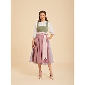 Oktoberfest Dirndl Robe Dirndl Longueur midi avec poches Col carré Femme de ménage Bavarois Allemand Alpin Prairies Femmes Carnaval Fête de la Bière Tissu de s