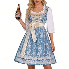 Oktoberfest Robe Dirndl Ensemble Dirndl Blouse Dirndl Longueur midi Broderie Femme de ménage Allemand Alpin Patrimoine Prairies Femmes Carnaval Fête de la Bièr