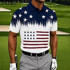 4 juillet 2026, 250e anniversaire Homme Drapeau Américain Golf Polos de Sport Manche Courte Polos Chemises à Col Occasionnel Athleisure Impression 3D Boutons M thumbnail 2