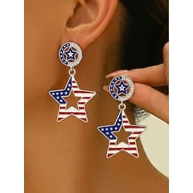 Women's Patriotic Commemorative Earrings, Alloy 4th of July  America 250 Holiday Drop Earrings, Multi Style Red White Blue Statement Earrings for Parade Party