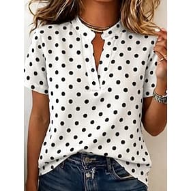 Femmes Chemisier Boutons Imprimé Graphique Géométrique ancien Élégant Moderne Manche Courte Col de chemise Hauts Réguliers Occasionnel Quotidien Blanche Vert C