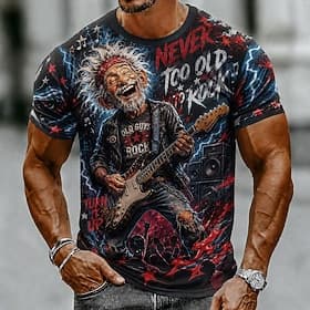 Homme Vieil Homme T-shirt Manche Courte T-shirt Impression 3D Col ras du cou Chemise Drôle Occasionnel Quotidien Rue Bleu Noir Jaune Été Printemps Vêtement Ten