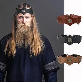 Rétro Vintage Médiéval Renaissance Bandeau Guerrier Ranger Déguisement Viking Fantaisie Halloween Carnaval Foire de la Renaissance LARP Adulte Bandeau