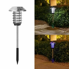 1 PC Solar Bug Zapper Outdoor Waterproof Mosquito Repellent Light Solar Power Fly Killer Lamps for Moths, Gnats, Fly, Small Flying Insect Backyard Garden Lawn