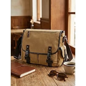 Sac messager en toile pour homme, grande capacité, multipoches, bandoulière réglable, idéal pour le travail, les trajets quotidiens, les voyages et l'usage quo