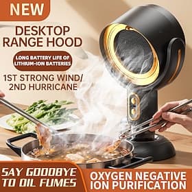 Hotte de table portable avec purification d'oxygène par ions négatifs, mini-ventilateur d'extraction pour barbecue et fondue chinoise en intérieur, extracteur