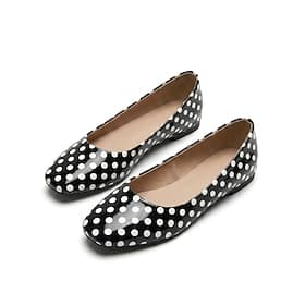 Women's Daily Flat Heel Square Toe Fashion Faux Leather Loafer Black White