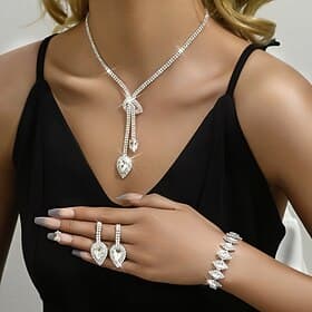 Jewelry Set Three-piece Suit Chrome 1 Necklace 1 Bracelet Earrings Women's Fashion Luxury Jewelry Set For Party