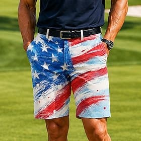 4 juillet 2026, 250e anniversaire Homme Etoile Drapeau Américain Bermuda Short décontracté Short de Golf Taille Moyenne Vêtement décontracté de travaile Travai thumbnail 4