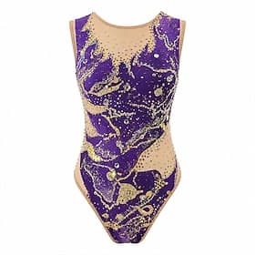 justaucorps de patinage artistique Femmes Patinage justaucorps de patinage artistique Pourpre foncé Patchwork Élastique Entraînement Compétition Tenue de Patin