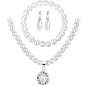 Jewelry Set Three-piece Suit Imitation Pearl 1 Necklace 1 Bracelet Earrings Women's Elegant Luxury Jewelry Set For Party