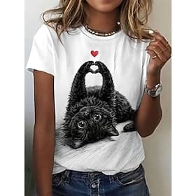 Femmes T-shirt Imprimé Graphique Animal ancien Élégant Classique Manche Courte Col ras du cou Hauts Réguliers Occasionnel Quotidien Blanche Vert Été Printemps