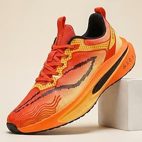 Baskets de course jaune-orange pour homme, chaussures de sport à lacets pour la marche, chaussures légères et amortissantes pour la salle de sport, la ville et