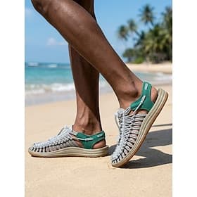 Sandales tressées pour hommes, idéales pour les vacances à la plage, chaussures de marche décontractées à bout fermé, sandales d'été respirantes pour les séjou