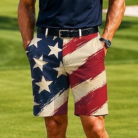 4 juillet 2026, 250e anniversaire Homme Etoile Drapeau Américain Bermuda Short décontracté Short de Golf Taille Moyenne Vêtement décontracté de travaile Travai thumbnail 2