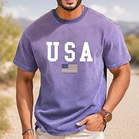 4 juillet 2026, 250e anniversaire Homme Drapeau Américain Chemise délavée à l'acide T-shirt épais Manche Courte T-shirt DTG Col ras du cou Chemise Patriotique thumbnail 2