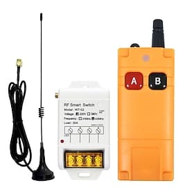 Interrupteur de télécommande sans fil 220 V CA 30 A, récepteur RF haute puissance 433 MHz Kit émetteur avec antenne ventouse externe pour pompe à eau, moteur,