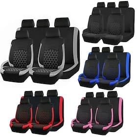 Ensemble complet de 9 housses de siège universelles pour voiture, en tissu respirant alvéolé, pour SUV, berline et camion. Accessoires intérieurs bicolores élé