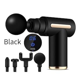 Mini pistolet de massage, masseur musculaire portable à percussion pour tissus profonds avec écran LCD, 6 vitesses réglables Masseur électrique portatif à 4 tê