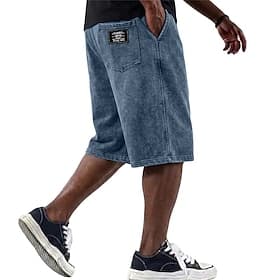 Shorts pour hommes Softfade™ - Short d'été décontracté - Short délavé à l'acide - Poche - Taille élastique - Classique - Uni - Confortable - Respirant - Longue