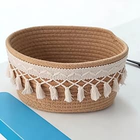 Panier de rangement décoratif en dentelle, plateau de bureau pour coiffeuse, table basse et commode, joli panier de rangement pour maquillage, cosmétiques, clé