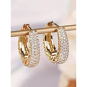 Boucles d'oreilles créoles en alliage doré ornées de strass, boucles d'oreilles scintillantes en cristal, bijoux vintage style Gatsby parfaits pour un mariage,