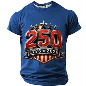 4 juillet 2026, 250e anniversaire Homme Drapeau américain T-shirt Manche Courte T-shirt Impression 3D Col ras du cou Chemise Patriotique Quotidien Festival Ble thumbnail 4