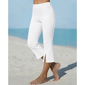 Femmes Pantalon capri Leggings Élégant ancien Mode Capris Taille haute Couleur Unie Uni Élastique Vacances Formel Blanc Cristal Noir 1 # Noir Blanche Été Print