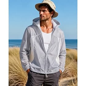 Homme Coupe-Vent Veste de randonnée Veste de protection UV Extérieur Imperméable Séchage Rapide Respirant Tenues de randonnée Vêtements de randonnée Été Printe thumbnail 6