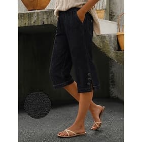 Femmes Jeans Denim Vacances Basique Court Taille haute Couleur Unie Confort Haute Élasticité Vacances Tenue quotidienne Noir Marine foncé Bleu Ciel Été Printem
